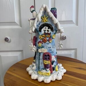 Popular Cobblestone Village let it snow candle holder